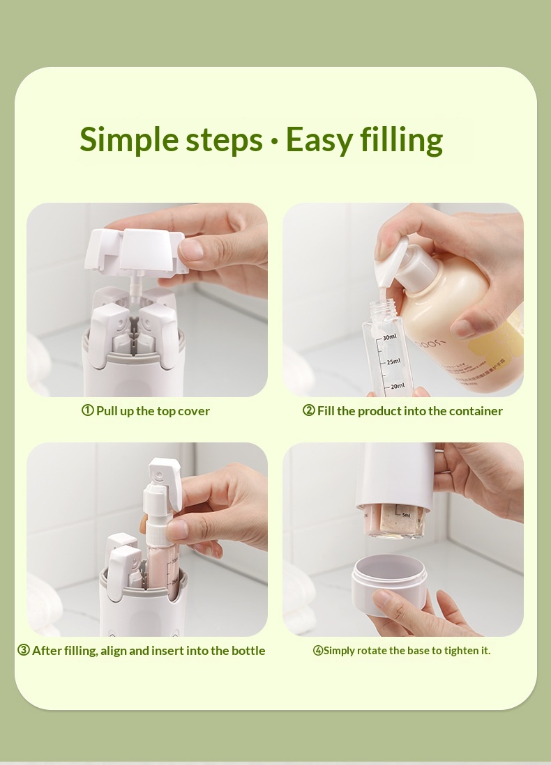 4-in-1 Travel Dispenser | Leak-Proof Refillable Toiletry Bottles - Image 17